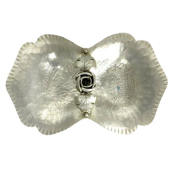 Continental Hand Wrought Aluminum Silver Double Candy Nut Dish - Picture 5 of 8